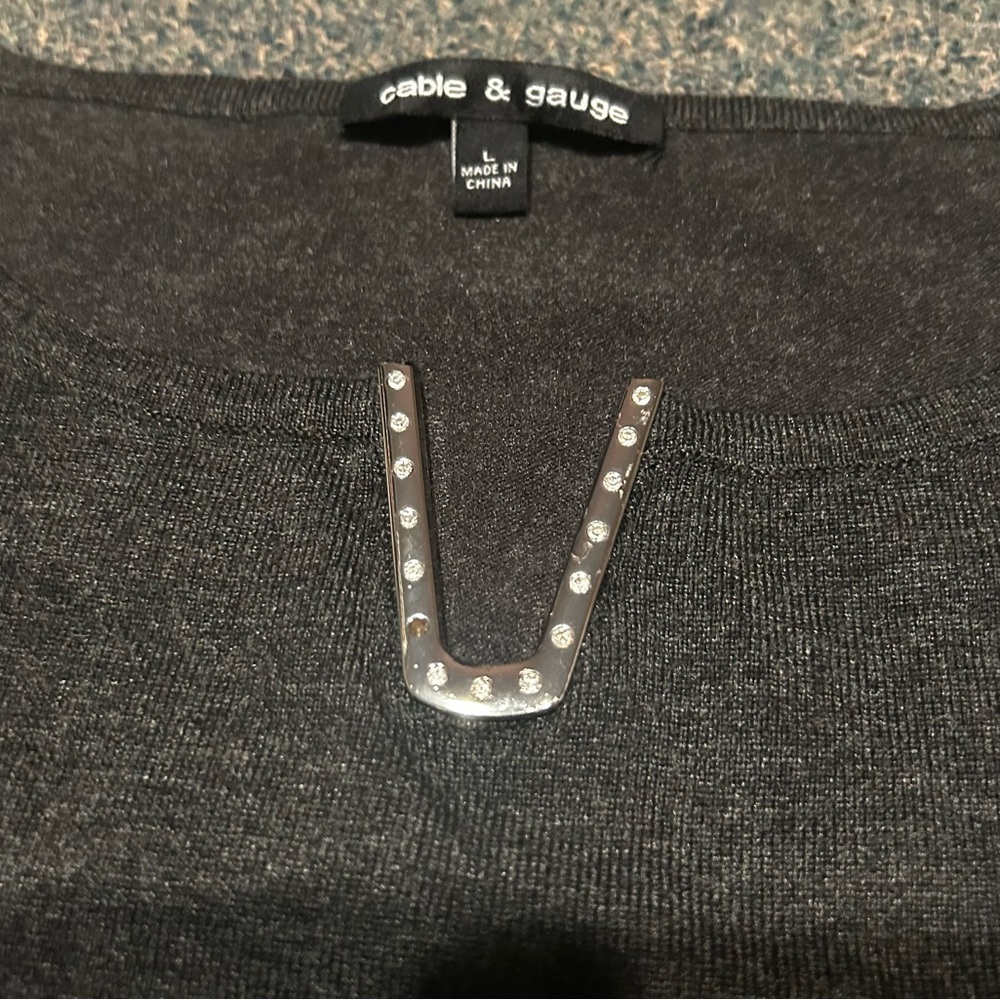 Cable & Gauge Charcoal Embellished Top - Picture 2 of 6